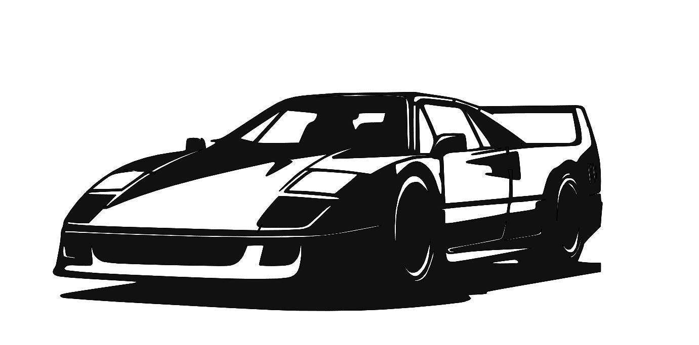 Ferrari F40 Laser-Cut Wall Art - Powder-Coated Satin Black – My Store