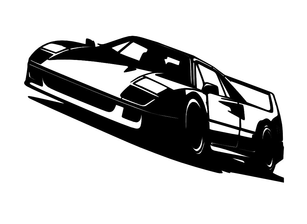 Ferrari F40 Laser-Cut Wall Art - Powder-Coated Satin Black