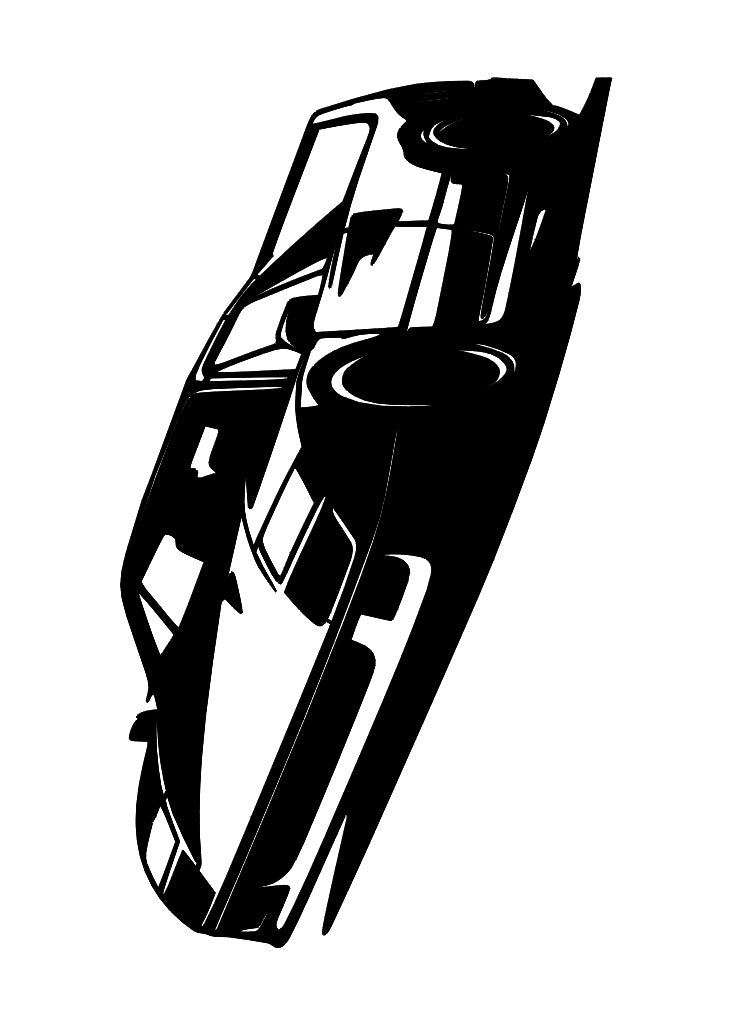 Ferrari F40 Laser-Cut Wall Art - Powder-Coated Satin Black