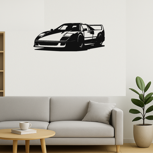Ferrari F40 Laser-Cut Wall Art - Powder-Coated Satin Black