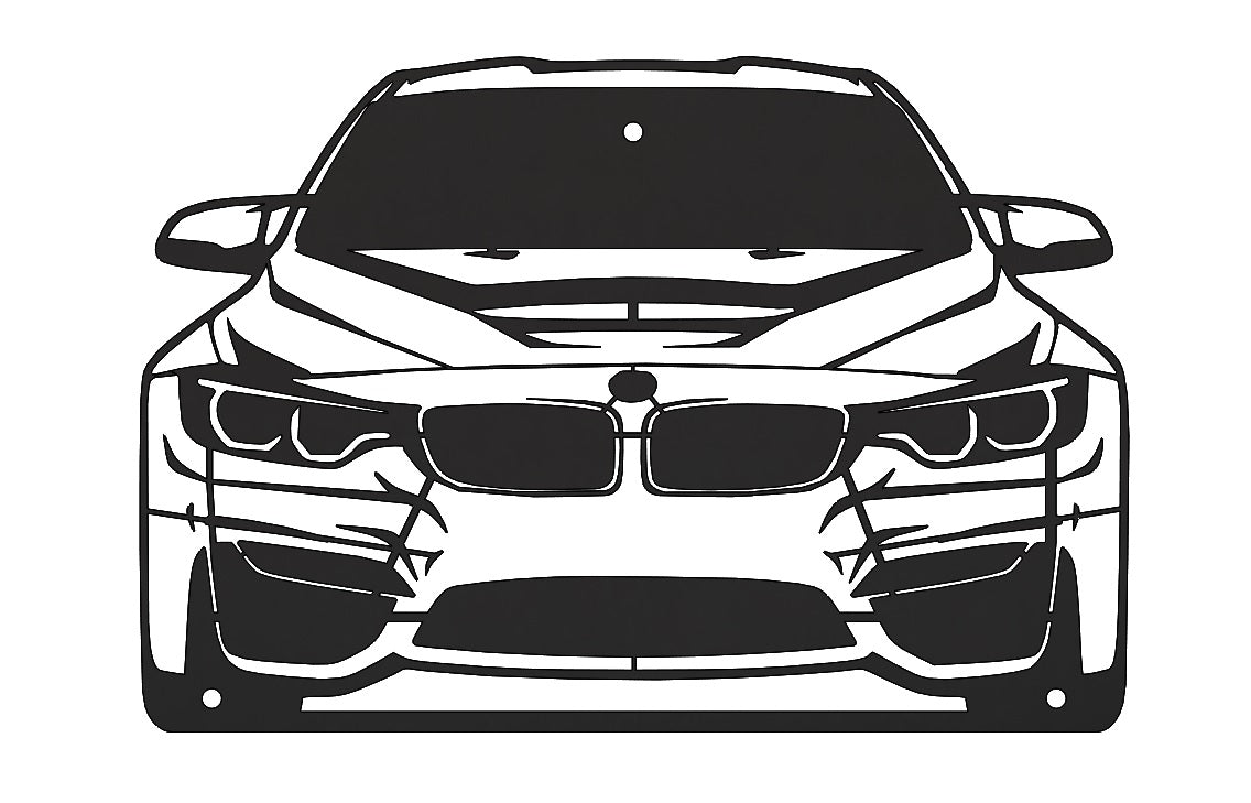 BMW F80/F82 M3/M4 Laser-Cut Wall Art - Satin Black Powder-Coated