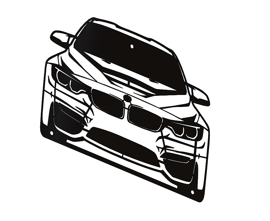 BMW F80/F82 M3/M4 Laser-Cut Wall Art - Satin Black Powder-Coated