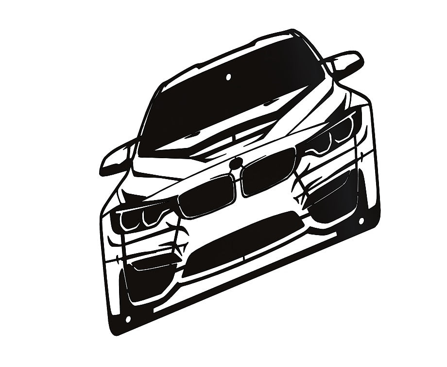 BMW F80/F82 M3/M4 Laser-Cut Wall Art - Satin Black Powder-Coated